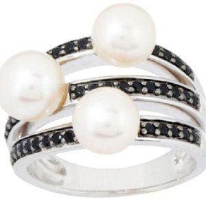 Honora Cultured Pearl & Black Spinel Ring